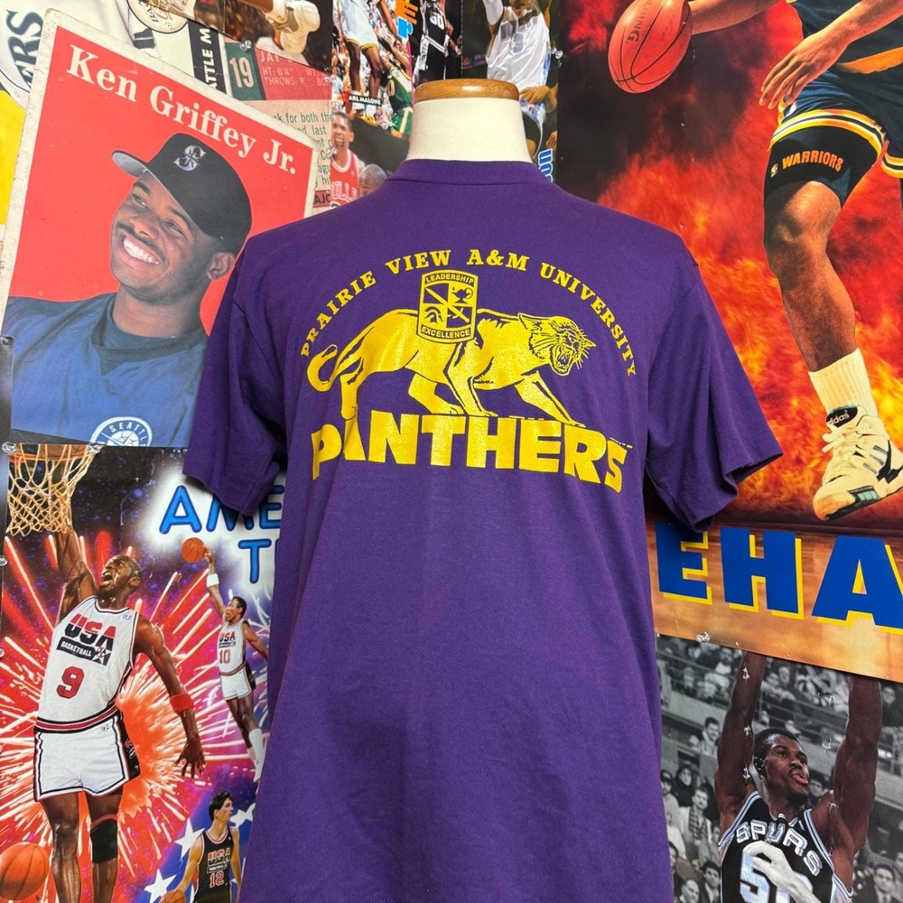 Vintage 90s Prairie View A&M University Panthers Army HBCU T Shirt Sz Large